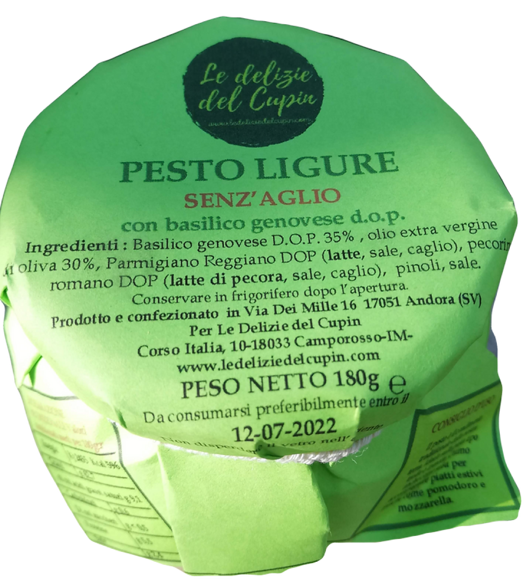 Cupin di pesto ligure senza aglio Le Delizie del Cupin